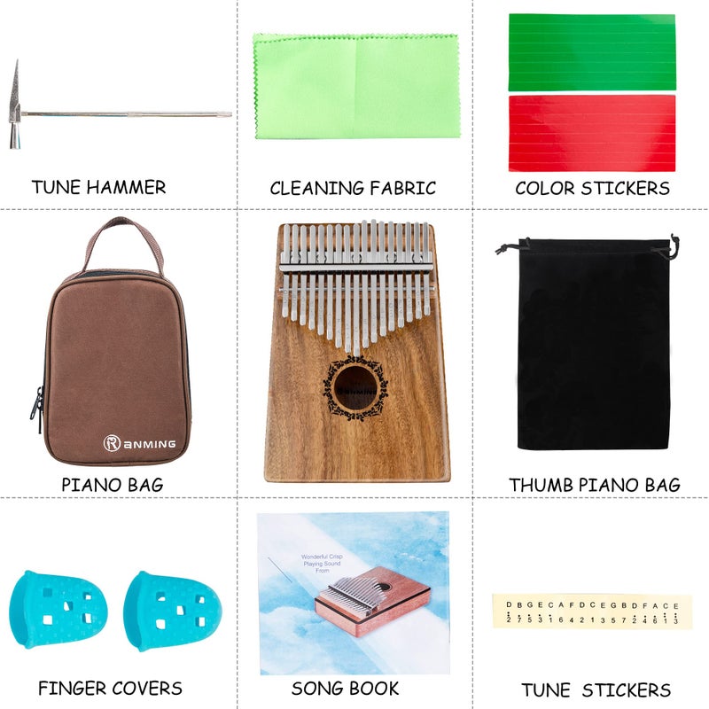 RANMING Kalimba Thumb Piano 17 Keys RANMING Mbira Finger Piano Kalimba Gifts for Adults With Portable Handbag and Tune Hammer Thumb Pianos Finger Harp (Acacia-Plus) - Image 5